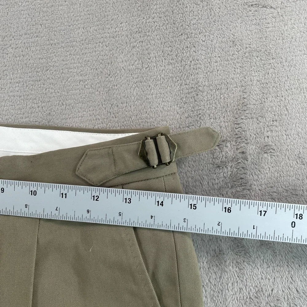 Natalino Single Pleat Brushed Cotton Trousers Men 28Lx34 Beige Side‎ Buckles NWT